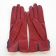 Gants en cuir d'agneau rouges et gris "SAYOKO".