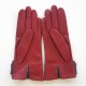 Leather gloves of lamb dark red, nasturtium "SAYOKO".