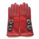 Gants en cuir d'agneau rouges et gris "CAMELIA".