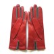 Leather gloves of lamb red and grey "CAMELIA"