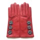 Gants en cuir d'agneau rouges et gris "SCABIEUSE".