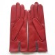 Gants en cuir d'agneau rouges et gris "SCABIEUSE".