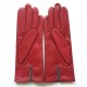 Leather gloves of lamb red and grey "SCABIEUSE"