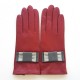 Gants en cuir d'agneau rouges et gris "NELLIE".