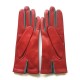 Leather gloves of lamb red and grey "NELLIE"