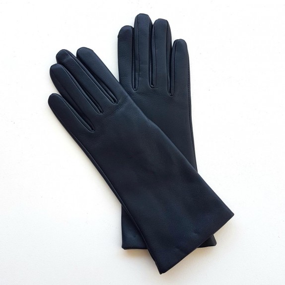 Gants en cuir d'agneau bleu marine "COLINE".