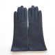 Gants en cuir d'agneau bleu marine "COLINE".