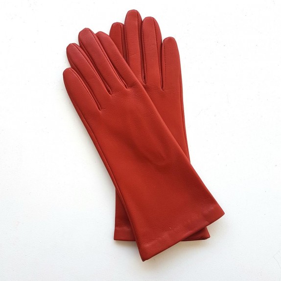 Leather gloves of lamb orange "COLINE"