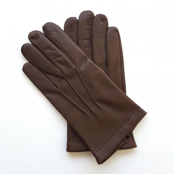 Gants en cuir d'agneau tobacco "HENRI".