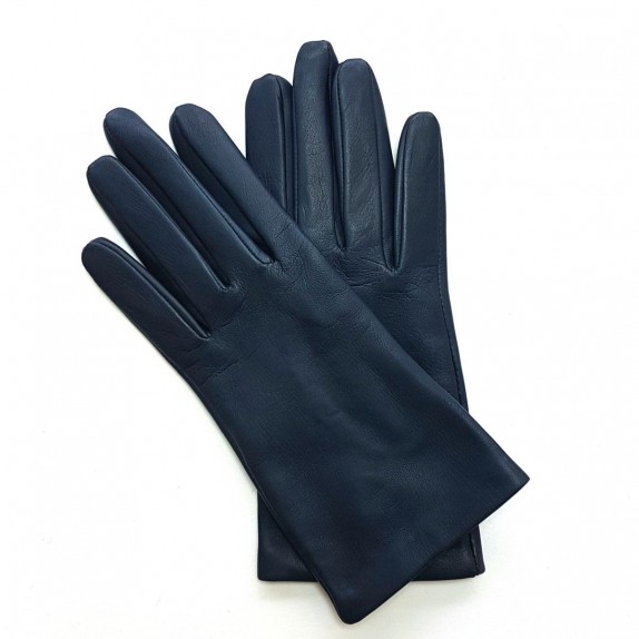 Gants en cuir bleu marine d'agneau "CAPUCINE".