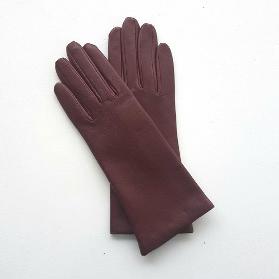 Gants en cuir d'agneau bordeaux "COLINE".