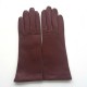 Gants en cuir d'agneau bordeaux "COLINE".