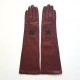 Gants en cuir d'agneau rouge et noir "DIANA".