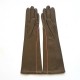 Gants en cuir d'agneau kaki et rose "GARANCE"