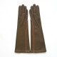 Leather gloves of lamb khaki and pink "GARANCE"