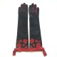 Leather gloves of lamb black and red "MACHA"".