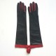 Gants en cuir d'agneau noir et rouge "MACHA".