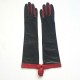 Leather gloves of lamb black and red "MACHA"".