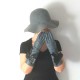 Leather gloves of lamb grey and black "ALICE"