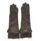 Leather gloves of lamb khaki and black "ALICE"