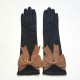 Gants en cuir d'agneau noirs et sable "ALICE".