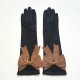 Leather gloves of lamb black and sand "ALICE"