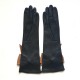 Gants en cuir d'agneau noirs et sable "ALICE".