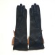 Leather gloves of lamb black and sand "ALICE"