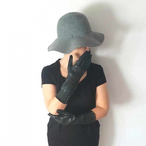 Leather gloves of lamb black "JACQUELINE".