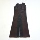 Gants en cuir d'agneau noirs et marron "CHANTAL".