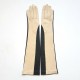 Leather gloves of lamb black and vanilla "DIANA".