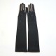Leather gloves of lamb black and vanilla "DIANA".