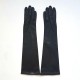 Leather gloves of lamb and velvet black "CHANTAL".