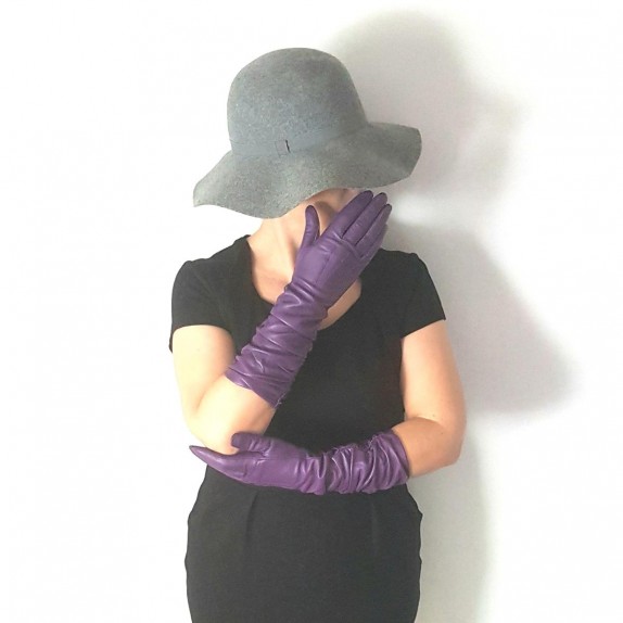 Leather gloves of lamb amethyst "ELISABETH".