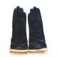 Leather gloves of lamb black and vanilla "CANDY".