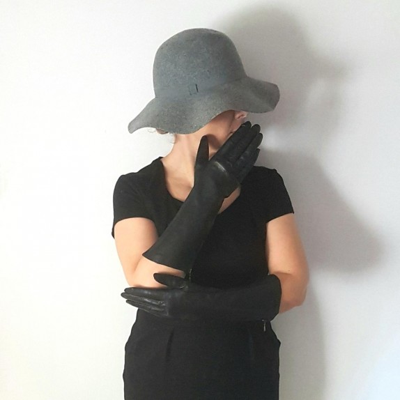 Gants en cuir noirs "PIA".