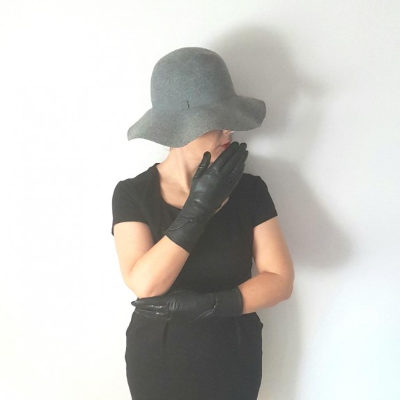 Gants en cuir d'agneau noirs "GINA".