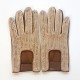Leather gloves of lamb and cotton hook biscuit and beige "ABEL"