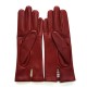Leather gloves of lamb red hermès "CAPUCINE"