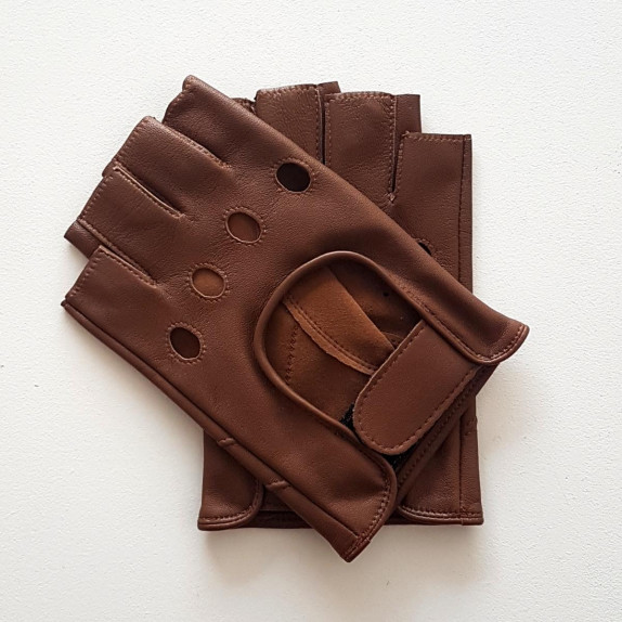 Leather mittens of lamb biscuit "PILOTE"