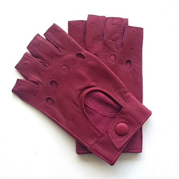 Leather mittens of lamb new antique pink "PILOTE".