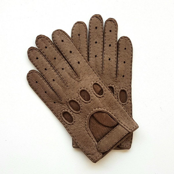 Leather gloves of peccary cinnamon "FERDINAND"