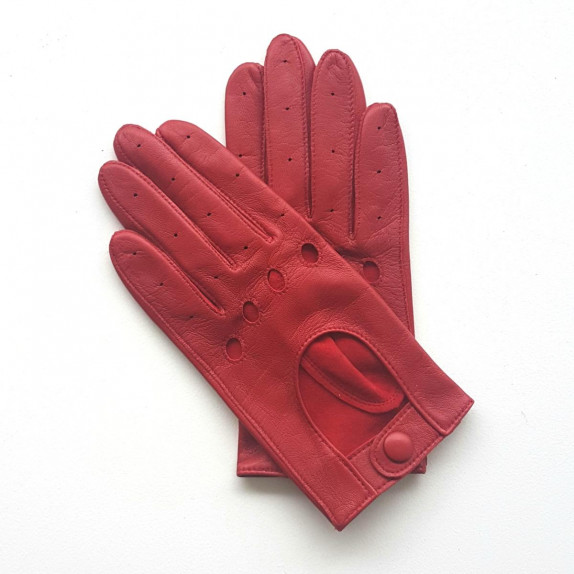 Gants en cuir d'agneau rouge "AUDREY".