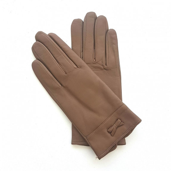 Gants en cuir d'agneau argile "ANEMONE".