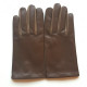 Gants en cuir d'agneau tobacco et argile "TWIN H".