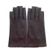Leather mittens of lamb brown "JEANNE"