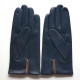 Gants en cuir d'agneau navy et argile"AKI".