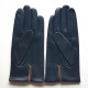 Leather gloves of lamb navy and clay "AKI".