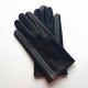 Leather gloves of lamb black and grey "AKI".