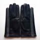 Gants en cuir d'agneau noir et gris"AKI".